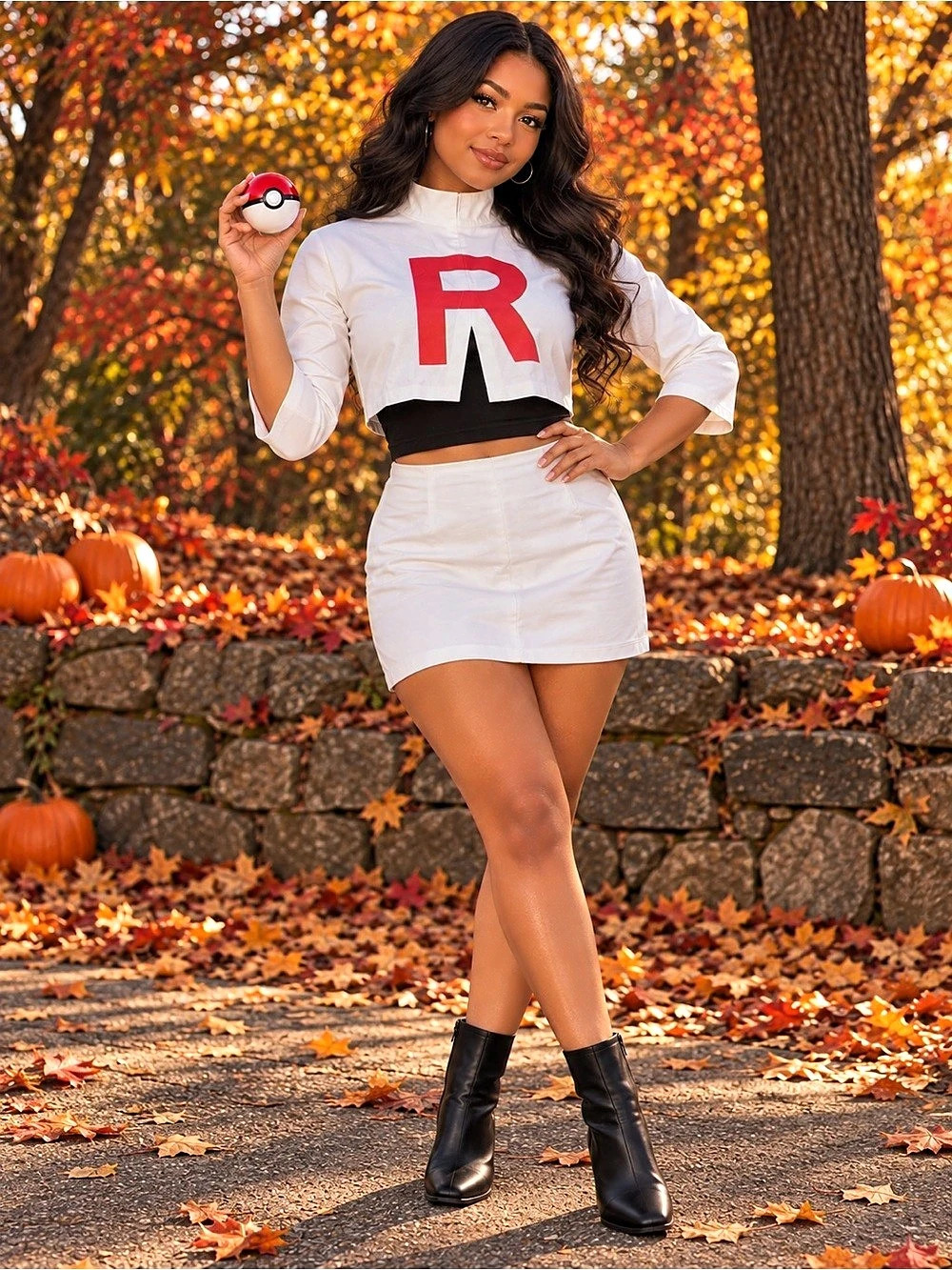 Women's White & Black Team Rocket Costume Set